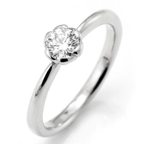 【鑑別書付】プラチナ 一粒ダイヤモンド 花びらリング 婚約指輪 エンゲージリング