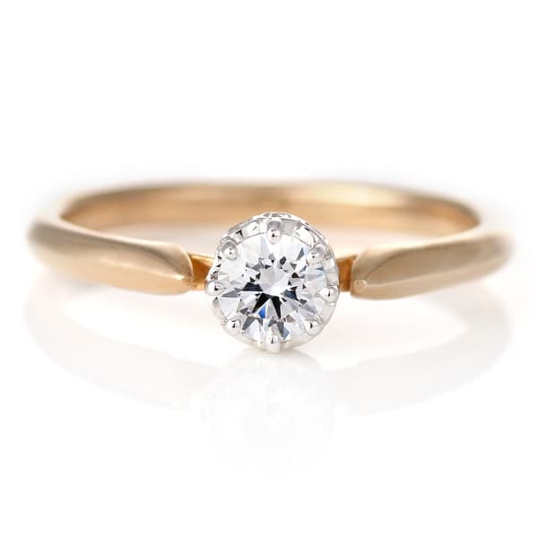 【鑑別書付】 K18ピンクゴールド プラチナ ダイヤモンド リング 婚約指輪 エンゲージリング