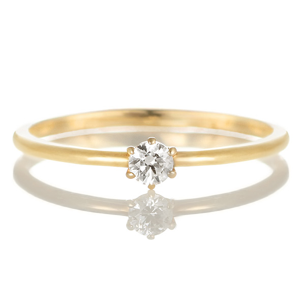 K18イエローゴールド ダイヤモンド エンゲージリング 婚約指輪 ソリティア