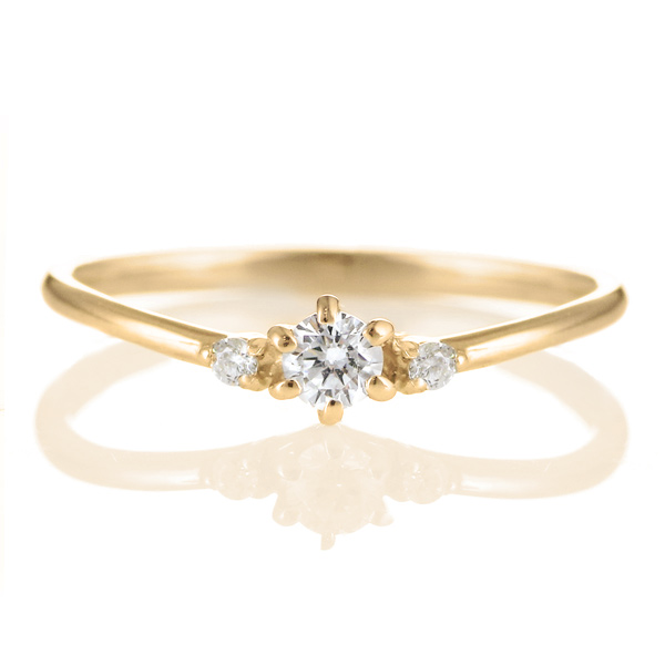 K18イエローゴールド ダイヤモンド エンゲージリング 婚約指輪