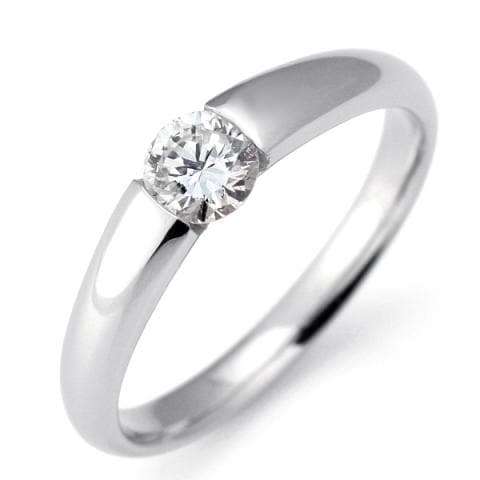 【鑑別書付】プラチナ 一粒ダイヤモンド 伏せ込み リング 婚約指輪 エンゲージリング