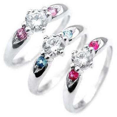 プラチナ 誕生石×ダイヤモンド リング 婚約指輪 エンゲージリング