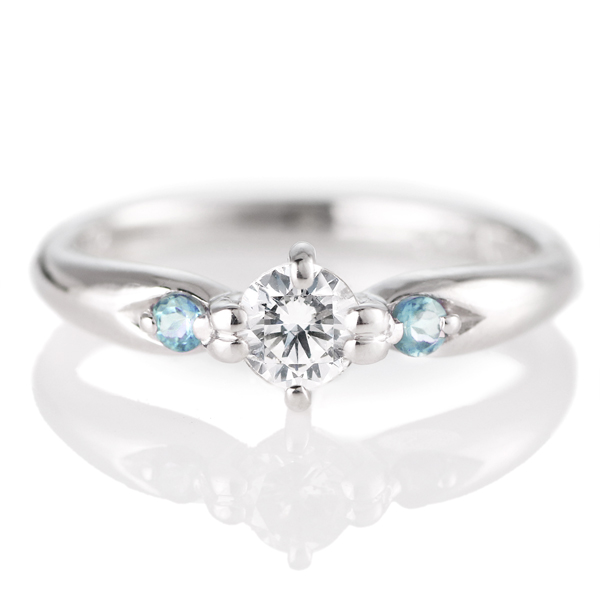 エンゲージリング 婚約指輪 ダイヤモンドプラチナリング ブルートパーズ