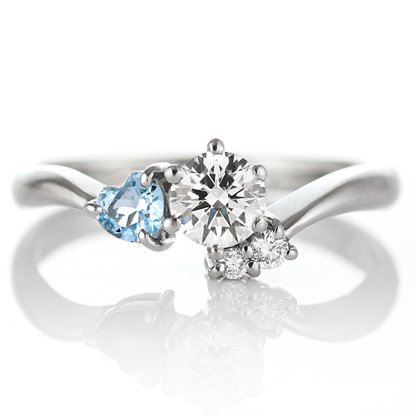エンゲージリング 婚約指輪 ダイヤモンドプラチナリング ブルートパーズ