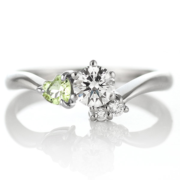 エンゲージリング 婚約指輪 ダイヤモンドプラチナリング ペリドット