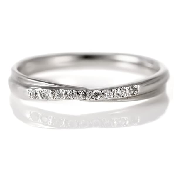 プラチナ ダイヤモンド クロス リング 結婚指輪 マリッジリング