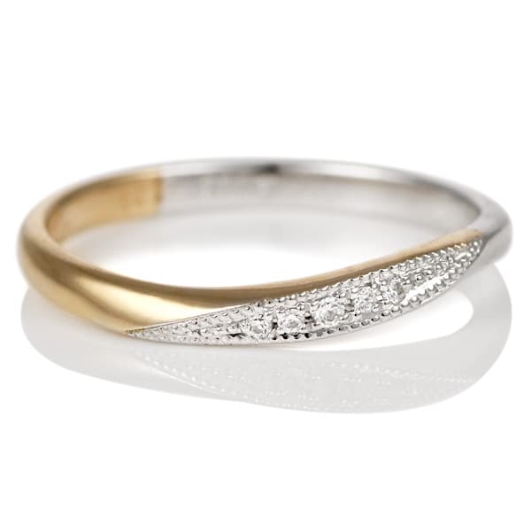 プラチナ ピンクゴールド ダイヤモンド リング 結婚指輪 マリッジリング