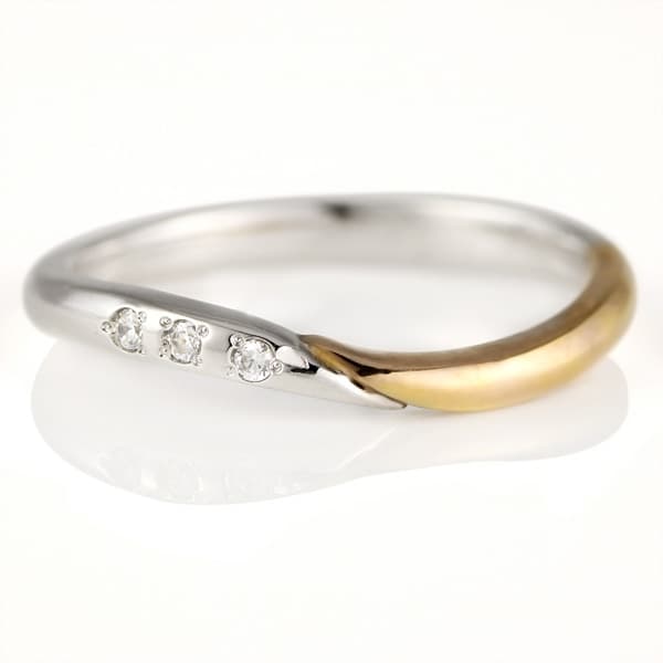 プラチナ ピンクゴールド ダイヤモンド リング 結婚指輪 マリッジリング