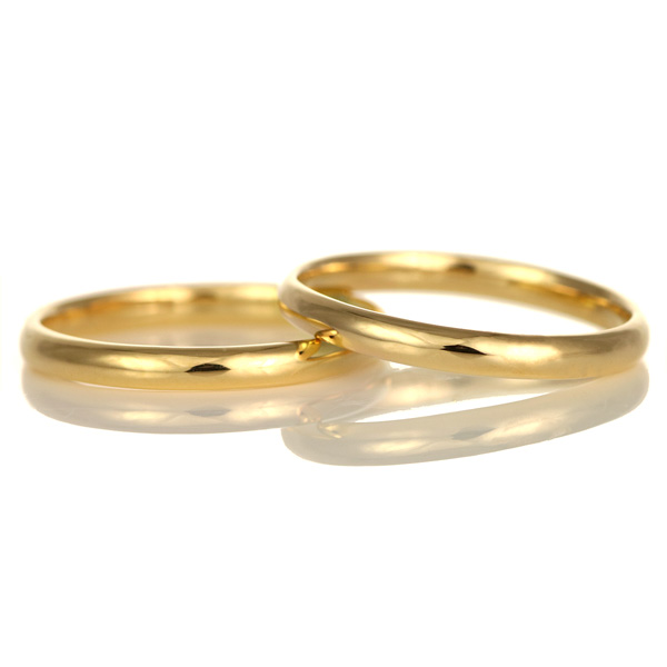 オーダーメイド 結婚指輪 マリッジリング K18イエローゴールド 18金 つやあり 甲丸 2mm  メンズ レディース ペア