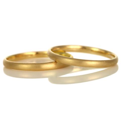 オーダーメイド 結婚指輪 マリッジリング K18イエローゴールド 18金 つや消し マット仕上げ 甲丸 2.5mm  メンズ レディース ペア