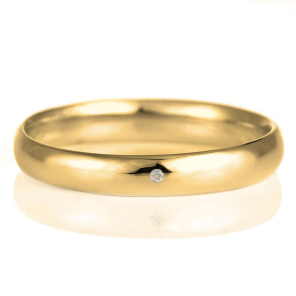 結婚指輪 マリッジリング 18金 ゴールド 甲丸 天然石 ムーンストーン
