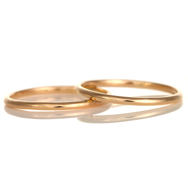 オーダーメイド 結婚指輪 マリッジリング K18ピンクゴールド 18金 つやあり 甲丸 2mm  メンズ レディース ペア