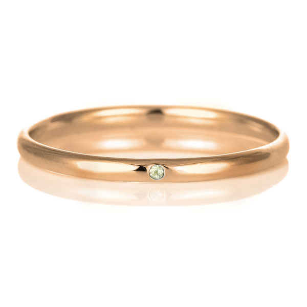 結婚指輪 マリッジリング 18金 ピンクゴールド 甲丸 天然石 ペリドット