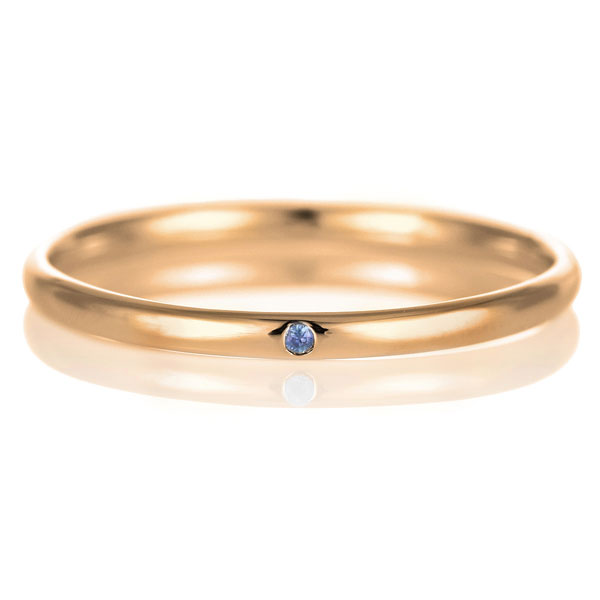 結婚指輪 マリッジリング 18金 ピンクゴールド 甲丸 天然石 サファイア