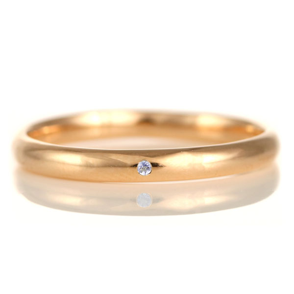 結婚指輪 マリッジリング 18金 ピンクゴールド 甲丸 天然石 タンザナイト