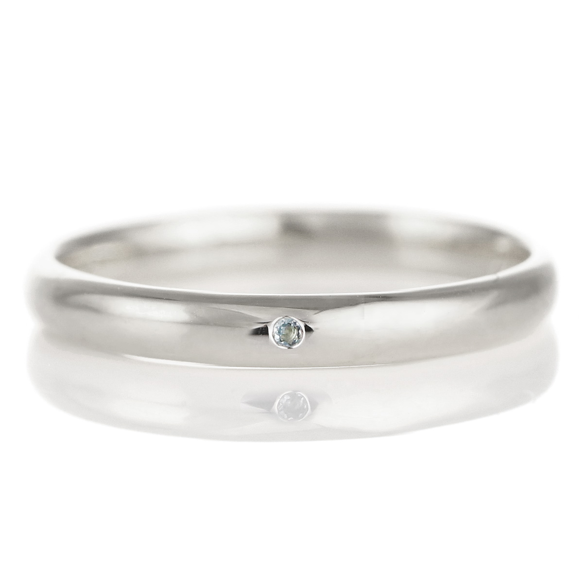結婚指輪 マリッジリング プラチナ 甲丸 天然石 アクアマリン