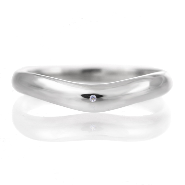 結婚指輪 マリッジリング プラチナ 甲丸 V字 天然石 タンザナイト