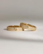 ルシード K18イエローゴールド スターダスト加工　アクアマリン後光留め 3.5mm