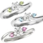 【鑑別書付】 プラチナ 誕生石×ダイヤモンド リング 婚約指輪 エンゲージリング