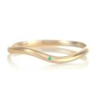 結婚指輪 マリッジリング 18金 ゴールド つや消し マット 甲丸 ウェーブ 天然石 エメラルド