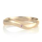 結婚指輪 マリッジリング 18金 ゴールド つや消し マット 甲丸 ウェーブ 天然石 アメジスト