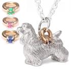 アメリカン コッカー スパニエル ネックレス 犬 ドッグ 誕生石 シルバー ダイヤモンド エメラルド サファイア ルビー