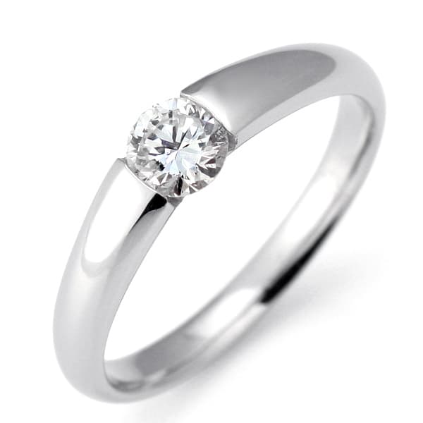 【鑑定書付】 プラチナ ダイヤモンド 伏せ込み リング 婚約指輪 エンゲージリング