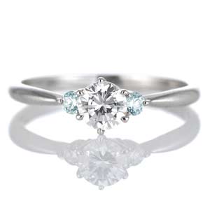 プラチナ アクアマリン×ダイヤモンド リング 婚約指輪 エンゲージ