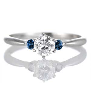 プラチナ サファイア×ダイヤモンド リング 婚約指輪 エンゲージリング