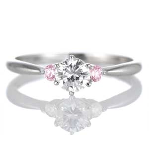プラチナ ピンクトルマリン×ダイヤモンド リング 婚約指輪 エンゲージリング