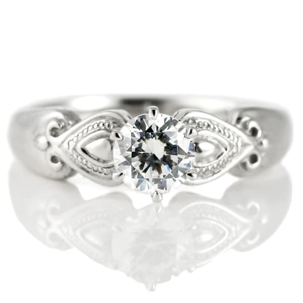 【鑑定書付】 プラチナ 一粒 ダイヤモンド デザイン リング 婚約指輪 エンゲージリング