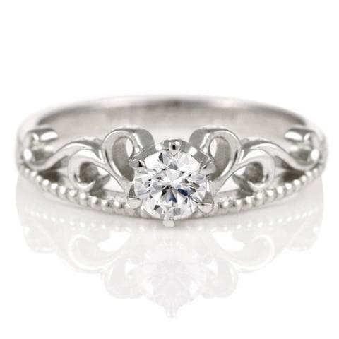 【鑑定書付】 プラチナ ダイヤモンド ティアラ リング 婚約指輪 エンゲージリング