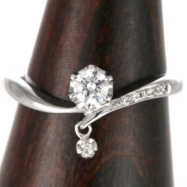 【鑑別書付】 プラチナ ダイヤモンド リング 婚約指輪 エンゲージリング シンプル