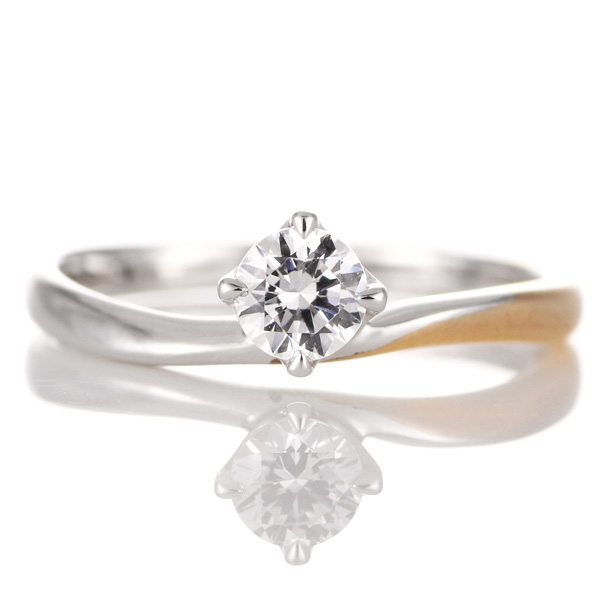 【鑑別書付】 プラチナ K14ピンクゴールド ダイヤモンド リング 婚約指輪 エンゲージリング