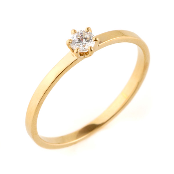K18イエローゴールド ダイヤモンド エンゲージリング 婚約指輪 平打ち