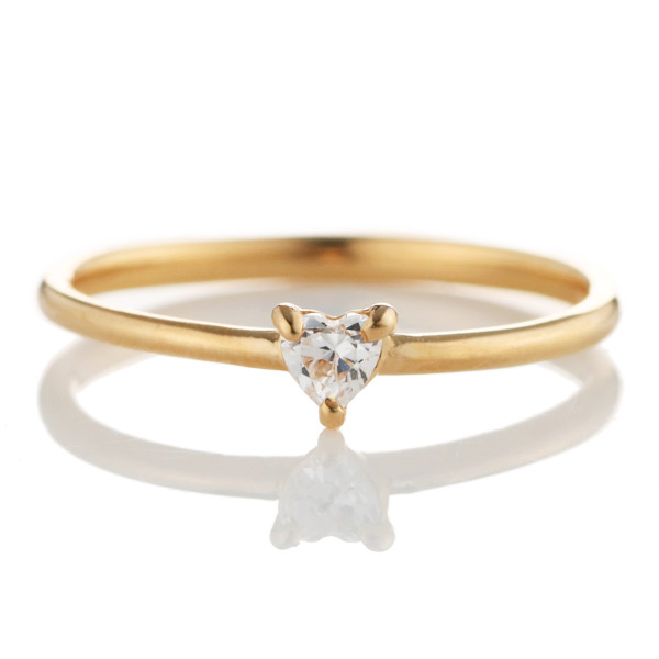 K18イエローゴールド ダイヤモンド エンゲージリング 婚約指輪　ハート シェイプ