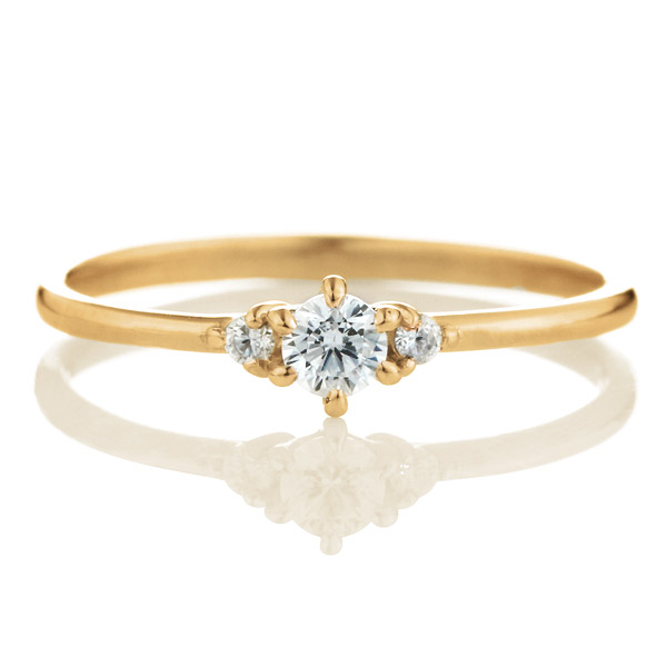 K18イエローゴールド ダイヤモンド エンゲージリング 婚約指輪
