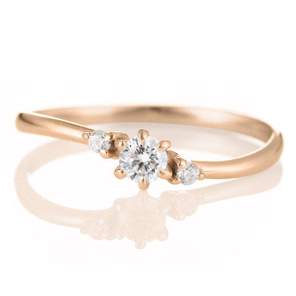 K18ピンクゴールド ダイヤモンド エンゲージリング 婚約指輪