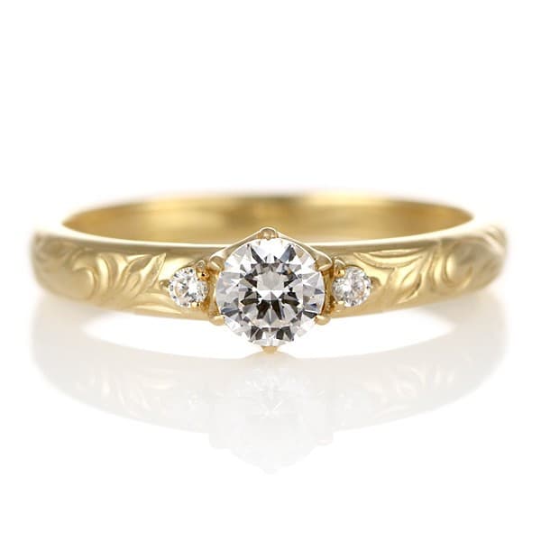 ハワイアンジュエリー 婚約指輪 ダイヤモンド 一粒 ゴールド リング