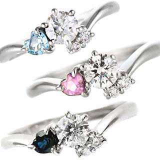 【鑑定書付】プラチナ ダイヤモンド ハートシェイプ 選べる誕生石 リング 婚約指輪 エンゲージリング