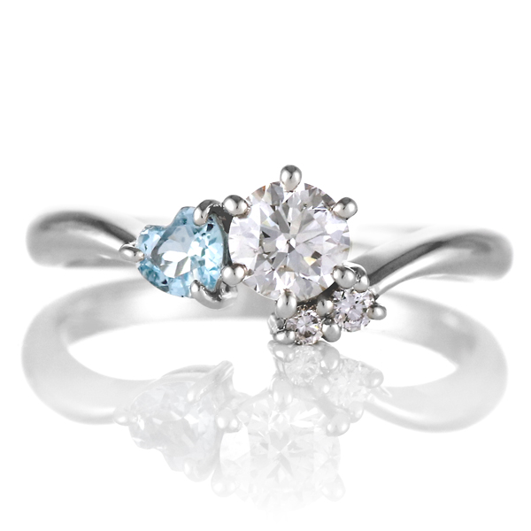 婚約指輪 ダイヤモンド プラチナリング 一粒 大粒 指輪 エンゲージリング 0.4ct プロポーズ用 レディース 人気 ダイヤ 刻印無料 3月 誕生石 アクアマリン