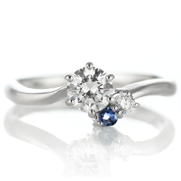 エンゲージリング 婚約指輪 ダイヤモンドプラチナリング サファイア