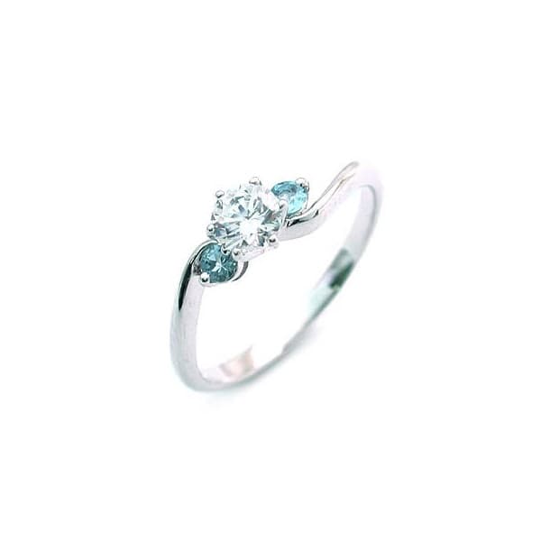 エンゲージリング 婚約指輪 ダイヤモンドプラチナリング アクアマリン