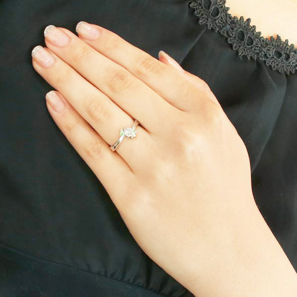 エンゲージリング 婚約指輪 ダイヤモンドプラチナリング ペリドット | H15-40044 | SUEHIRO