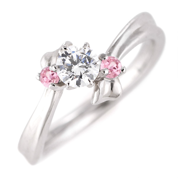 エンゲージリング 婚約指輪 ダイヤモンドプラチナリング ピンク