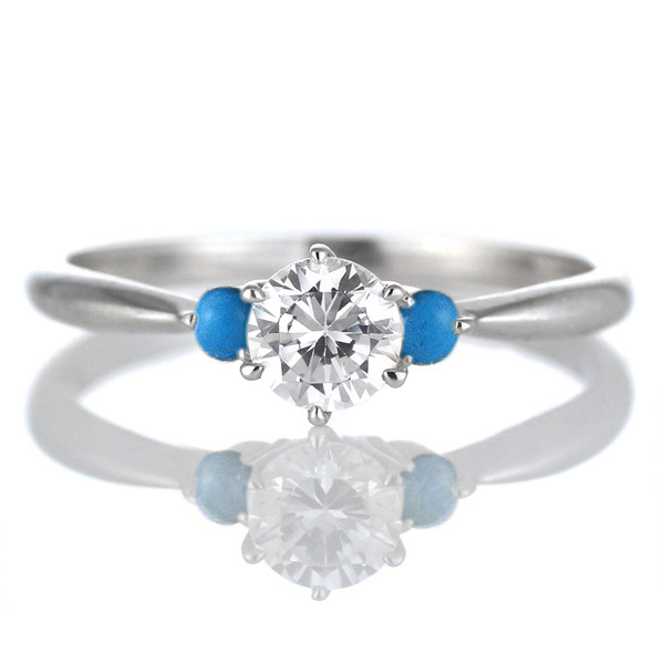 エンゲージリング 婚約指輪 ダイヤモンドプラチナリング ターコイズ