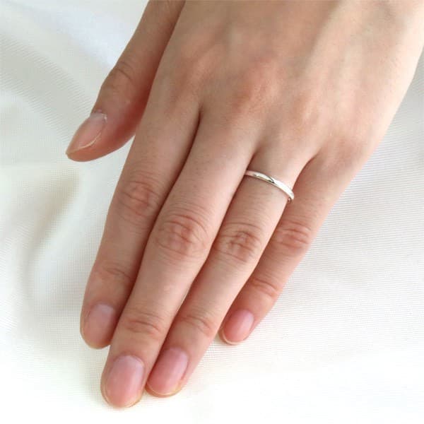ペアリング ホワイトゴールド シンプル 細身 指輪 ストレート マリッジリング 結婚指輪 カップル 甲丸 J104 wg Suehiro