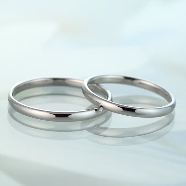 ペアリング ホワイトゴールド シンプル 細身 指輪 ストレート マリッジリング 結婚指輪 カップル 甲丸