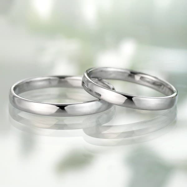 ペアリング ホワイトゴールド シンプル 細身 指輪 ストレート マリッジリング 結婚指輪 カップル 平甲丸