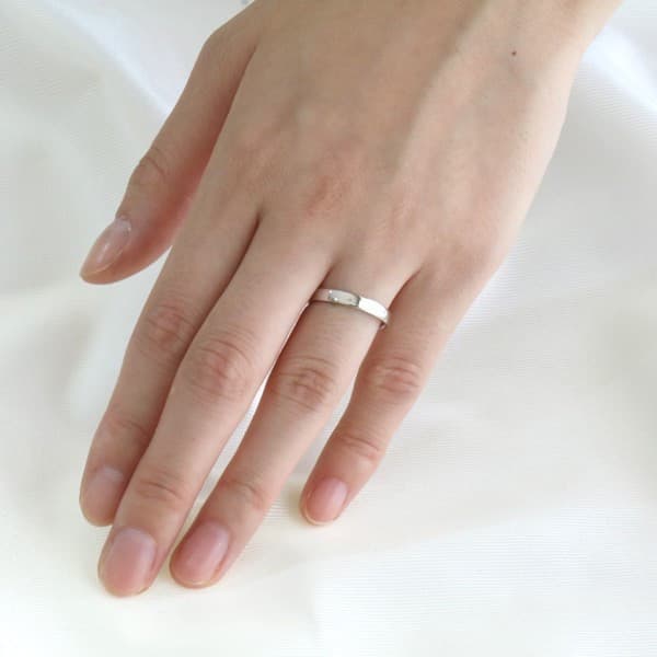 ペアリング ホワイトゴールド シンプル 細身 指輪 ストレート マリッジリング 結婚指輪 カップル 平甲丸 J104 wg Suehiro